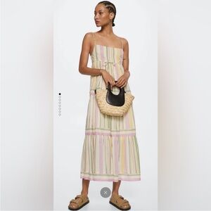 🆕 MANGO Flowy Long Dress 'Zamora' in Light Pink Yellow